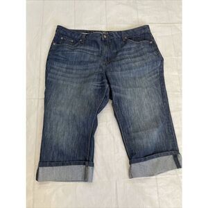 Merona Womens Crop Capri Jeans Plus Size 24 WR Cuffed Pockets High Rise